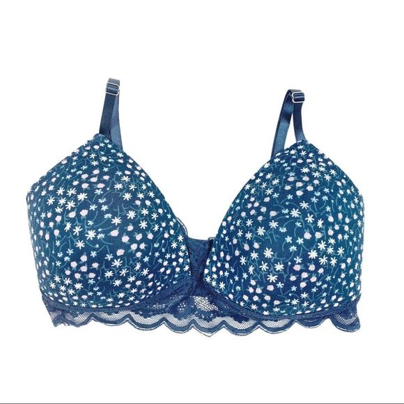 Jessica Simpson Blue & White Floral Print Bra- 36C - Picture 1 of 3